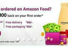 Amazon Food Delivery Offer- Flat ₹100 Cashback On 1st Food Order