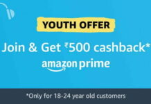 Amazon Prime Youth Offer- 1 Year Prime Membership at ₹499