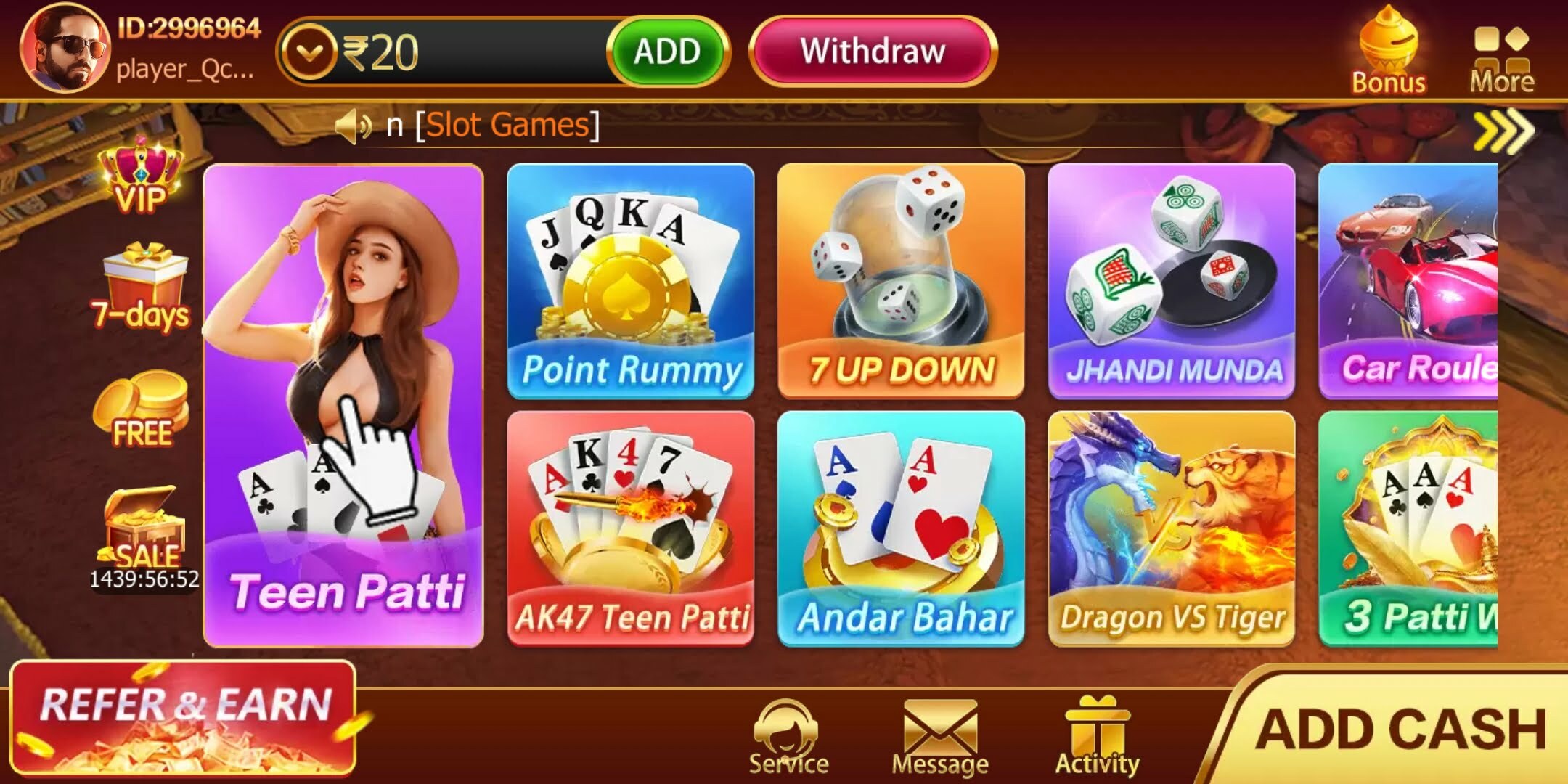 Games Available On Teen Patti Master