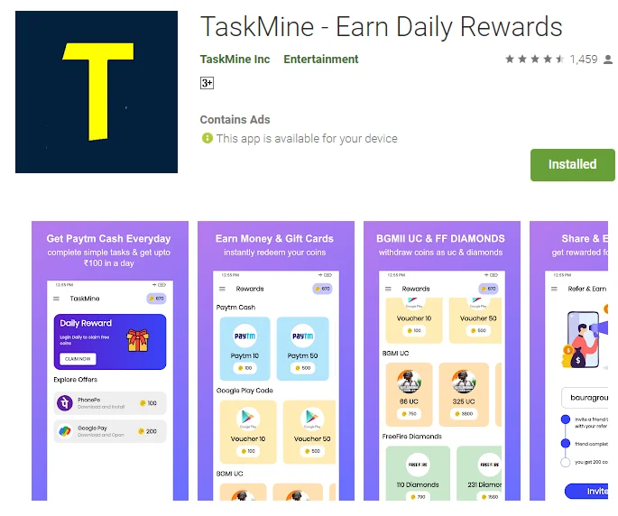 TaskMine App Refereal Code