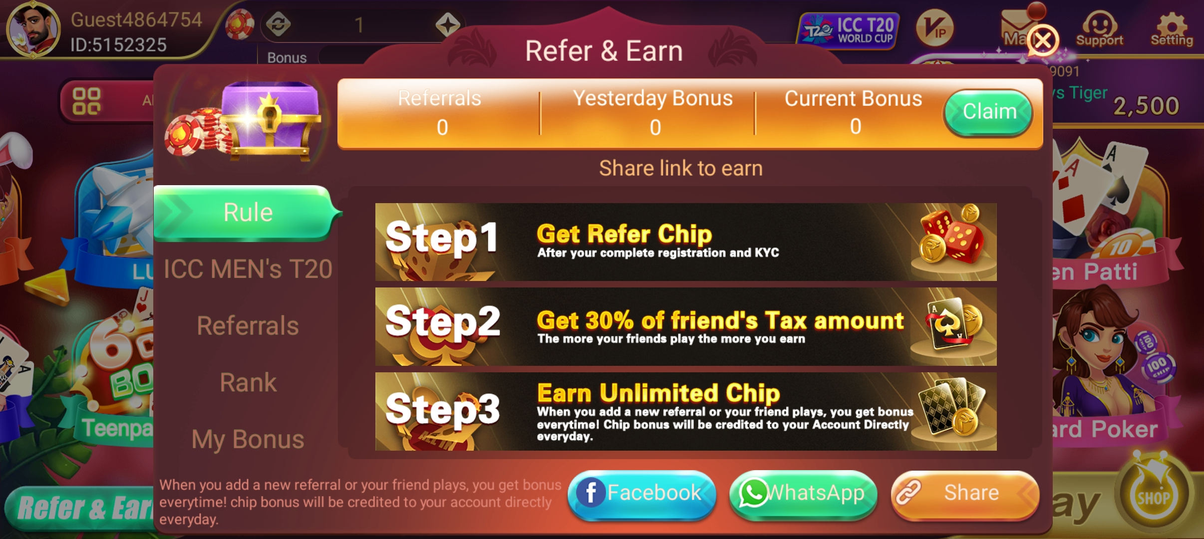 Refer & Earn Money From Rummy Most
