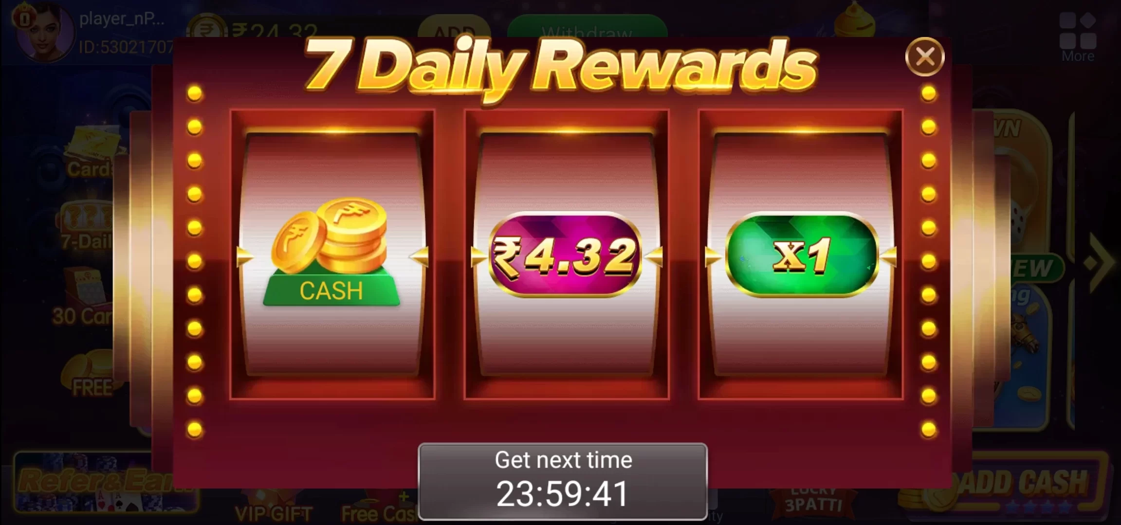 Teen Patti Power Daily Reward