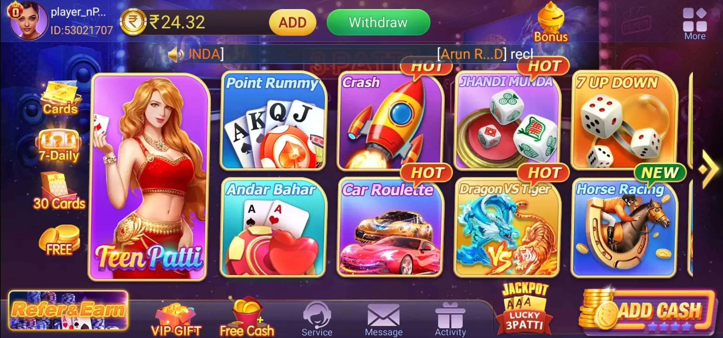 Games Available On Teen Patti Power App