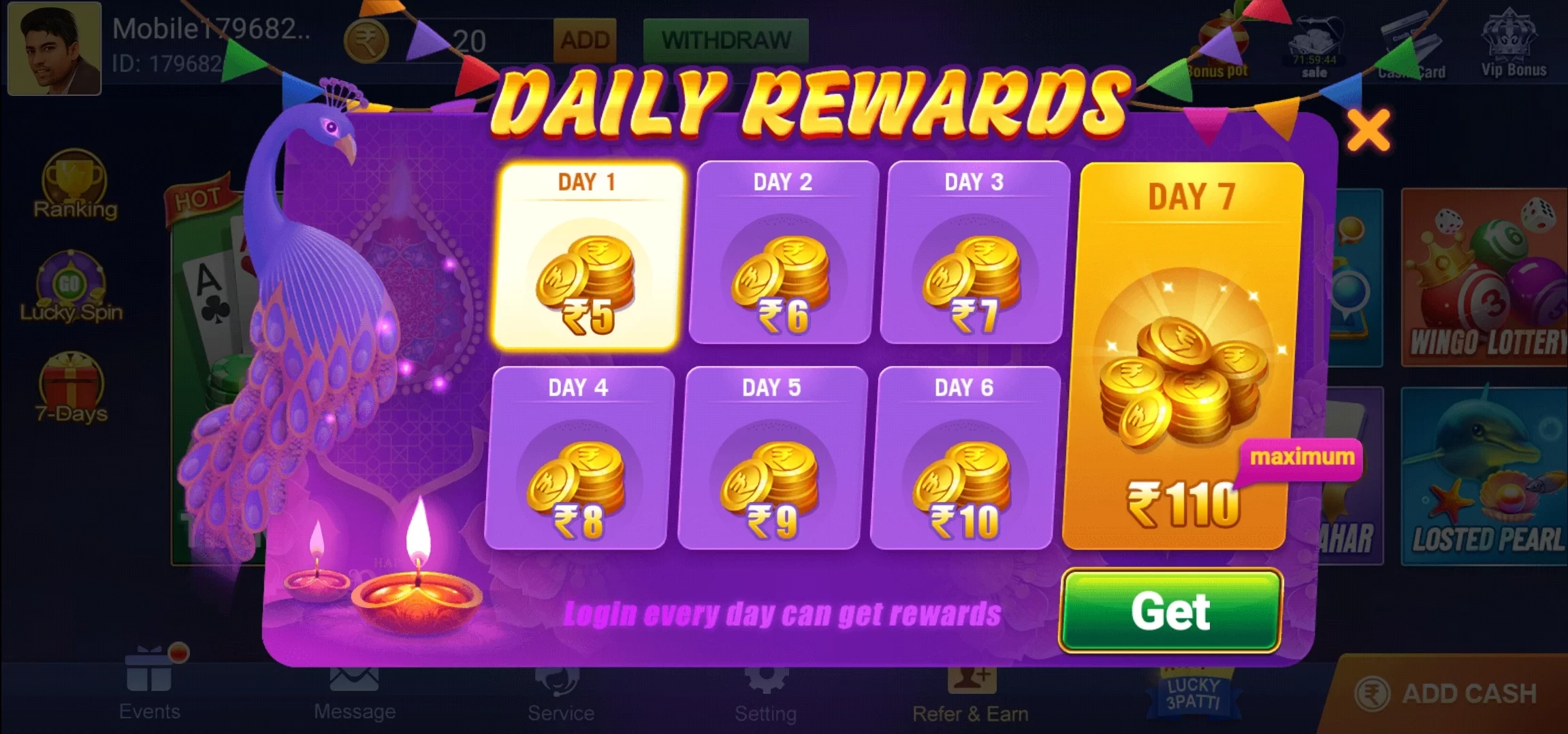 claim the daily rewards
