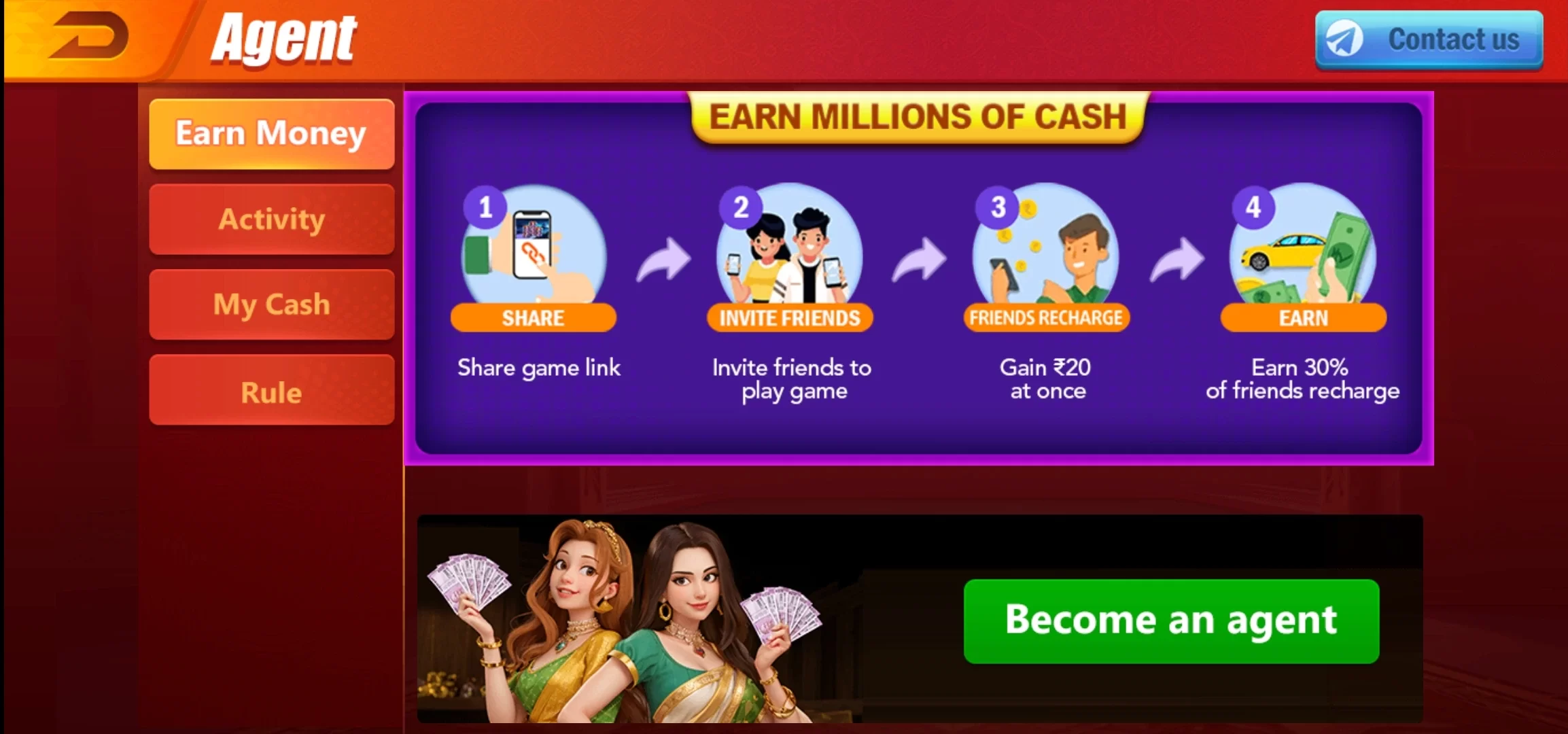 Refer & Earn Money From Real Teen Patti App