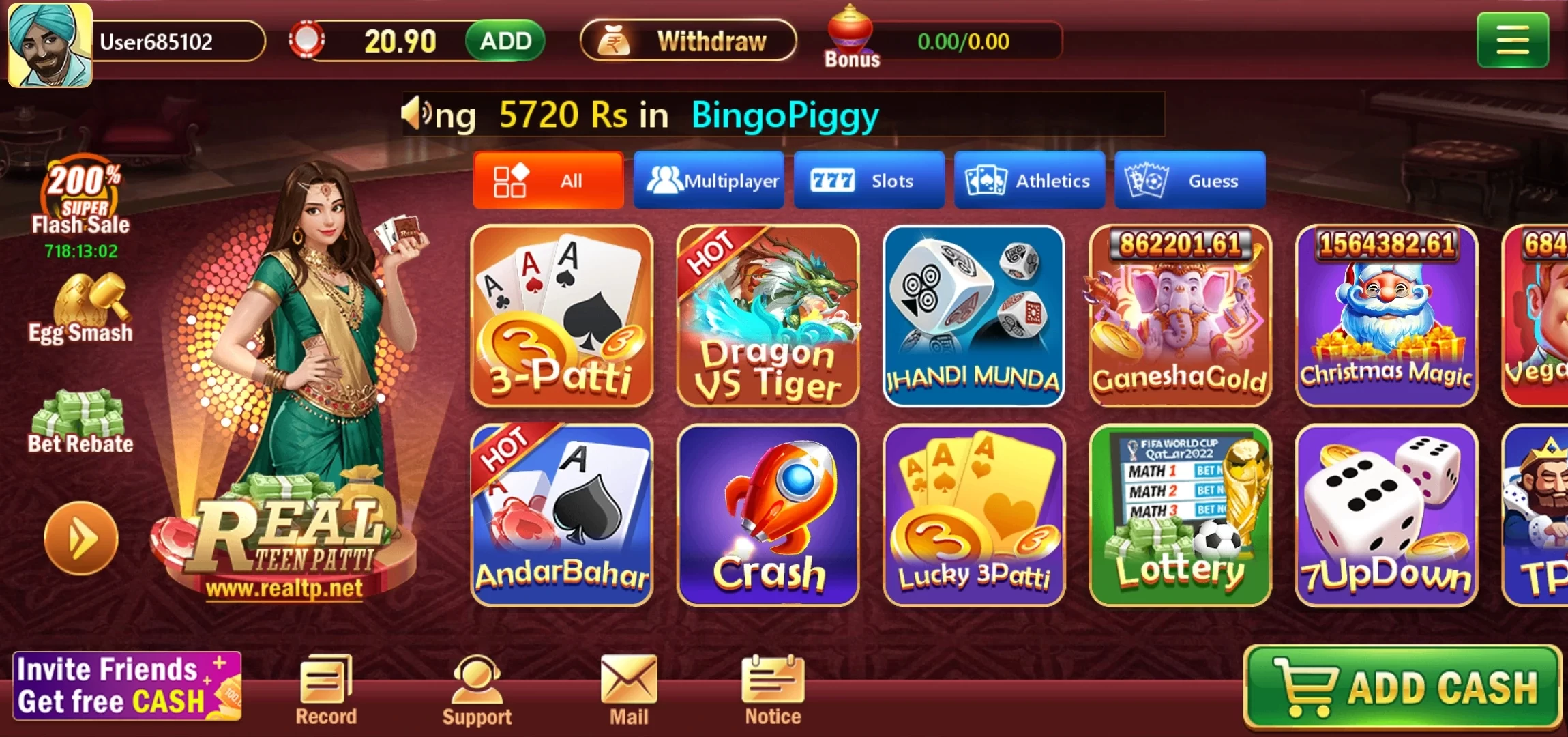 Games Available on Real Teen Patti App